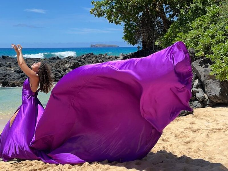 Flying Dress Photo Shoot in Maui