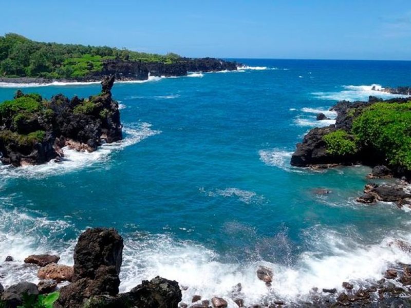 Famous Road to Hana Mercedes van with Waterfalls, Black Sand Beach & Lunch