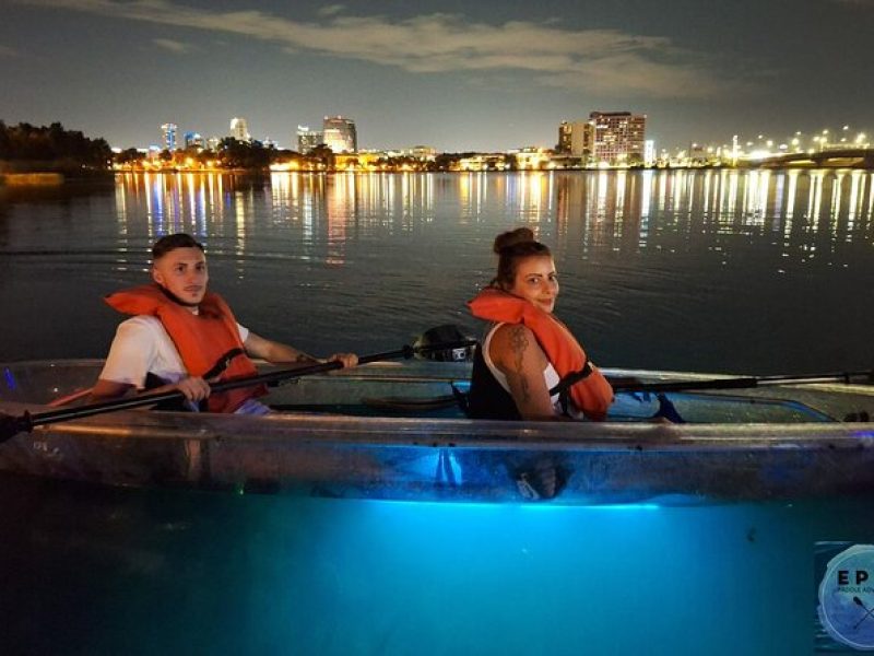 Date Night LED Glow Clear Kayak or Clear Paddleboard & Champagne