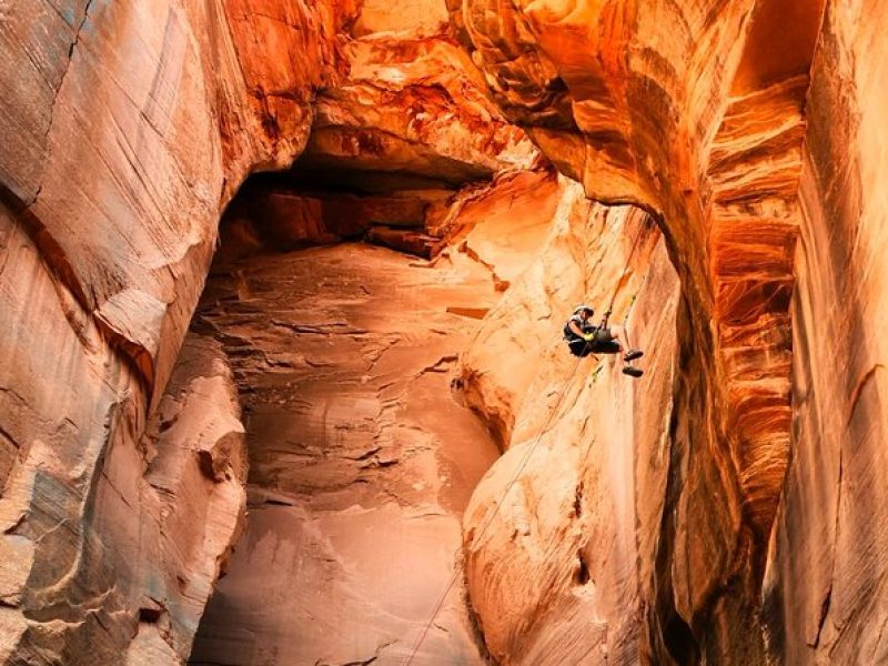 Rappelling through Rock Canyon Near Zion National Park