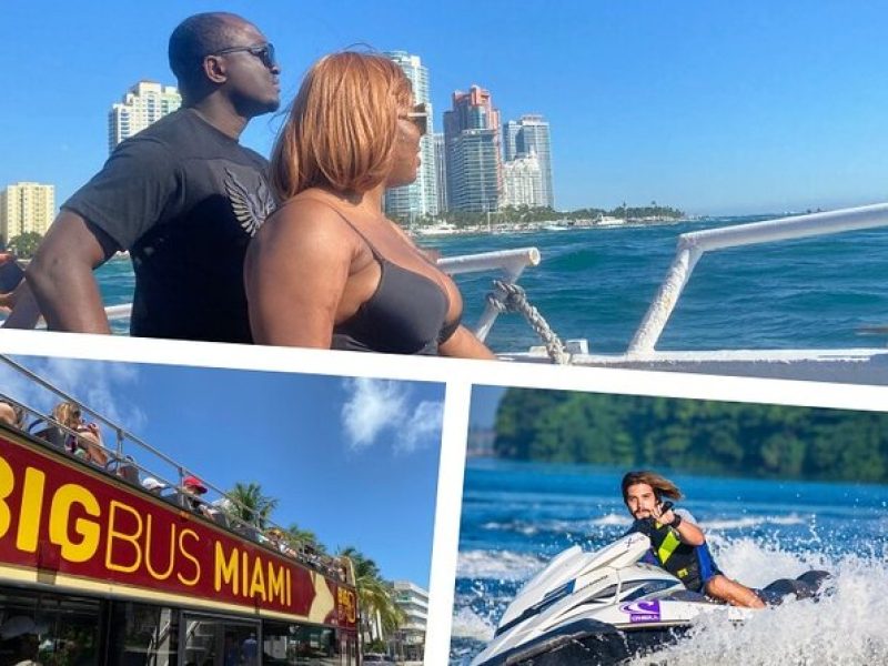 90 Min Miami Boat Tour, 60 Minute Jet Ski & Pontoon Ride & Double Decker Tour