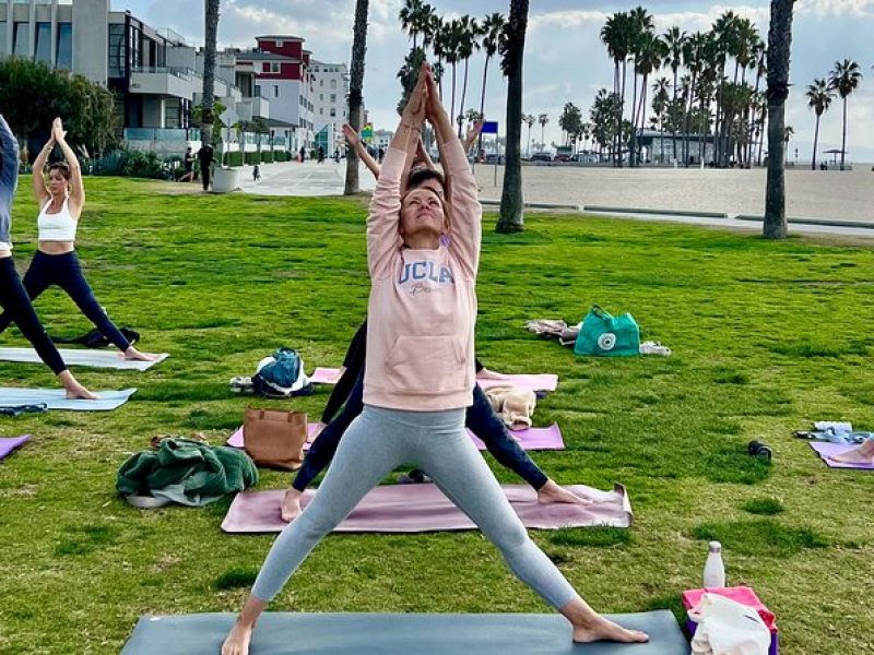 Vinyasa Yoga Class on the Beach in Santa Monica in French