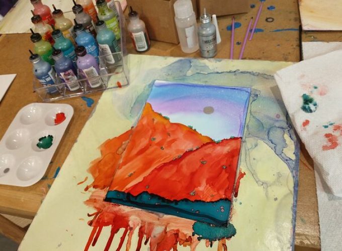 Alcohol Ink Landscape Art Class in Estes Park