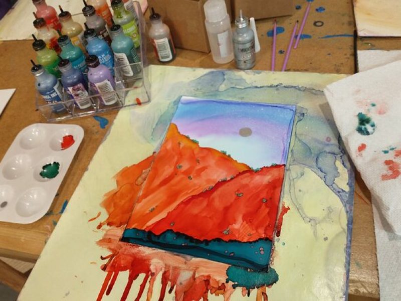 Alcohol Ink Landscape Art Class in Estes Park