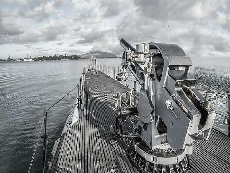 Battleships of WWII at Pearl Harbor from Big Island