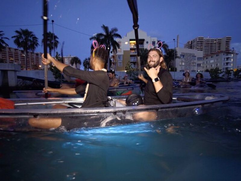 Miami Beach: Neon Nights CLEAR Kayak Tour with Champagne Toast