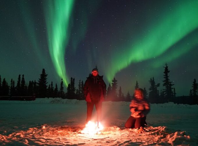 Northern lights and Aurora Photgraphy with Warm Geodesic Dome