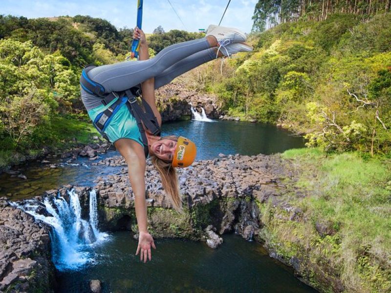 9-Line Waterfall Zipline Experience on the Big Island