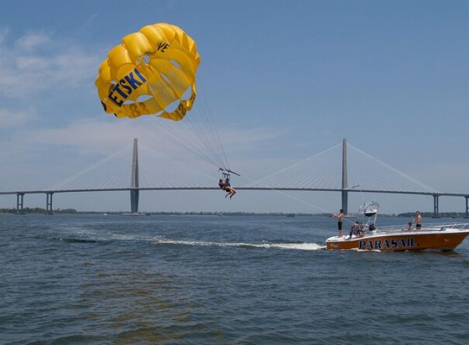 Parasailing Over Historic Charleston Harbor