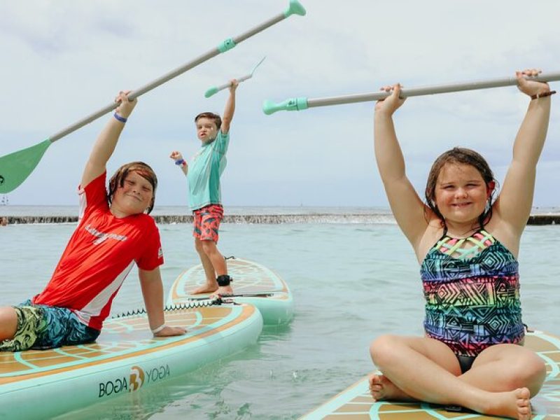 Kids Half Day Paddle Board Yoga Adventure Camp in Waikiki