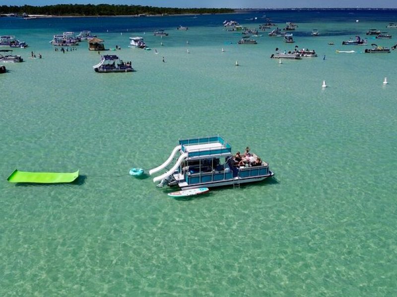 Private Crab Island Double Slides Pontoon Charter