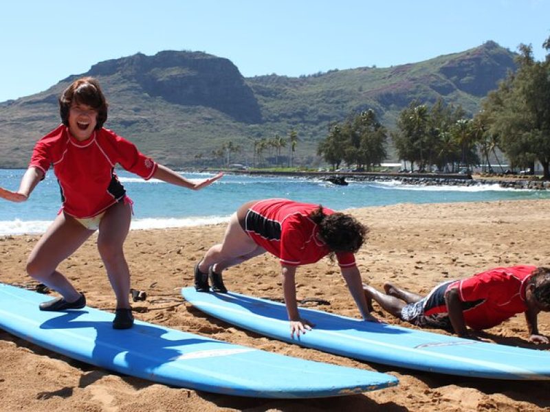 Group Surf Lesson at Kalapaki Beach