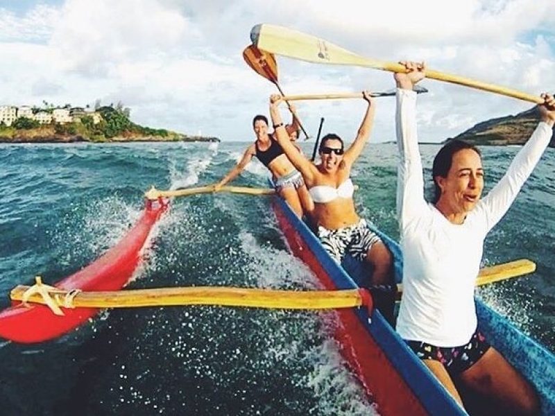 Outrigger Canoe Surfing at Kalapaki Beach