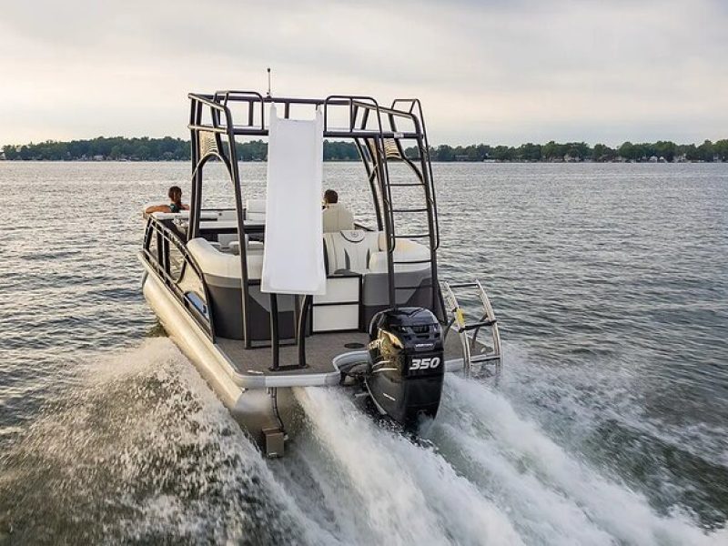 12 Hour Double Decker Pontoon With Slide On Yellow Lake