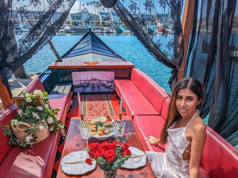 Beautiful Luxury Picnic on a Docked Gondola Boat in Coronado