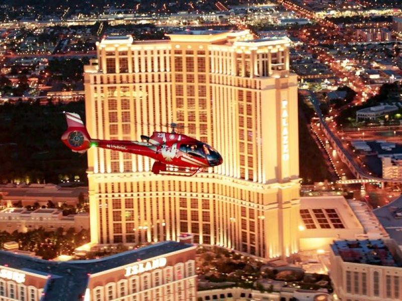 Las Vegas Night Flight by Helicopter with Lunch at Buddy V's at Venetian Resort