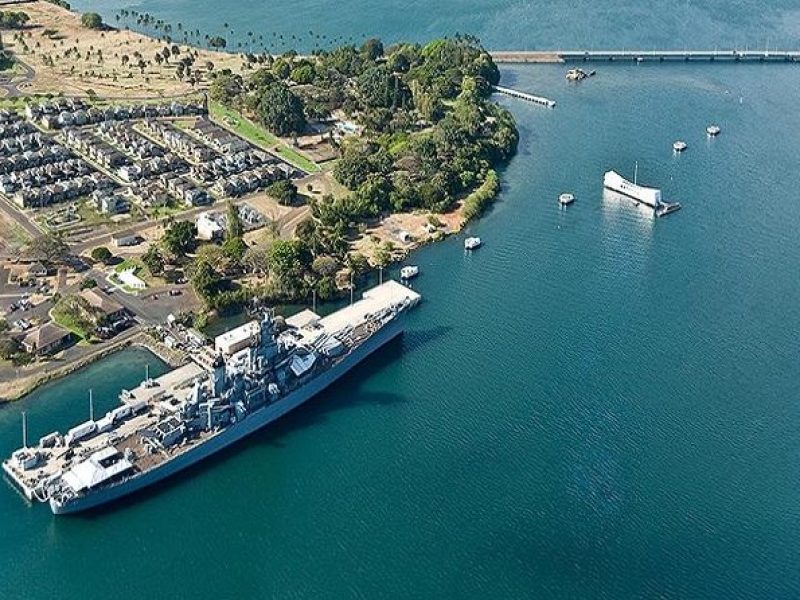 Battleships of WWII at Pearl Harbor from Maui