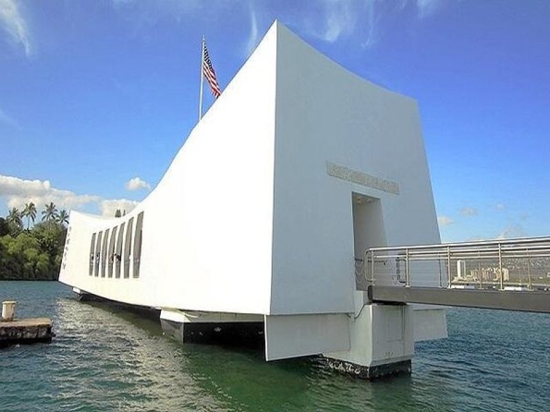 Battleships of WWII at Pearl Harbor from the Big Island